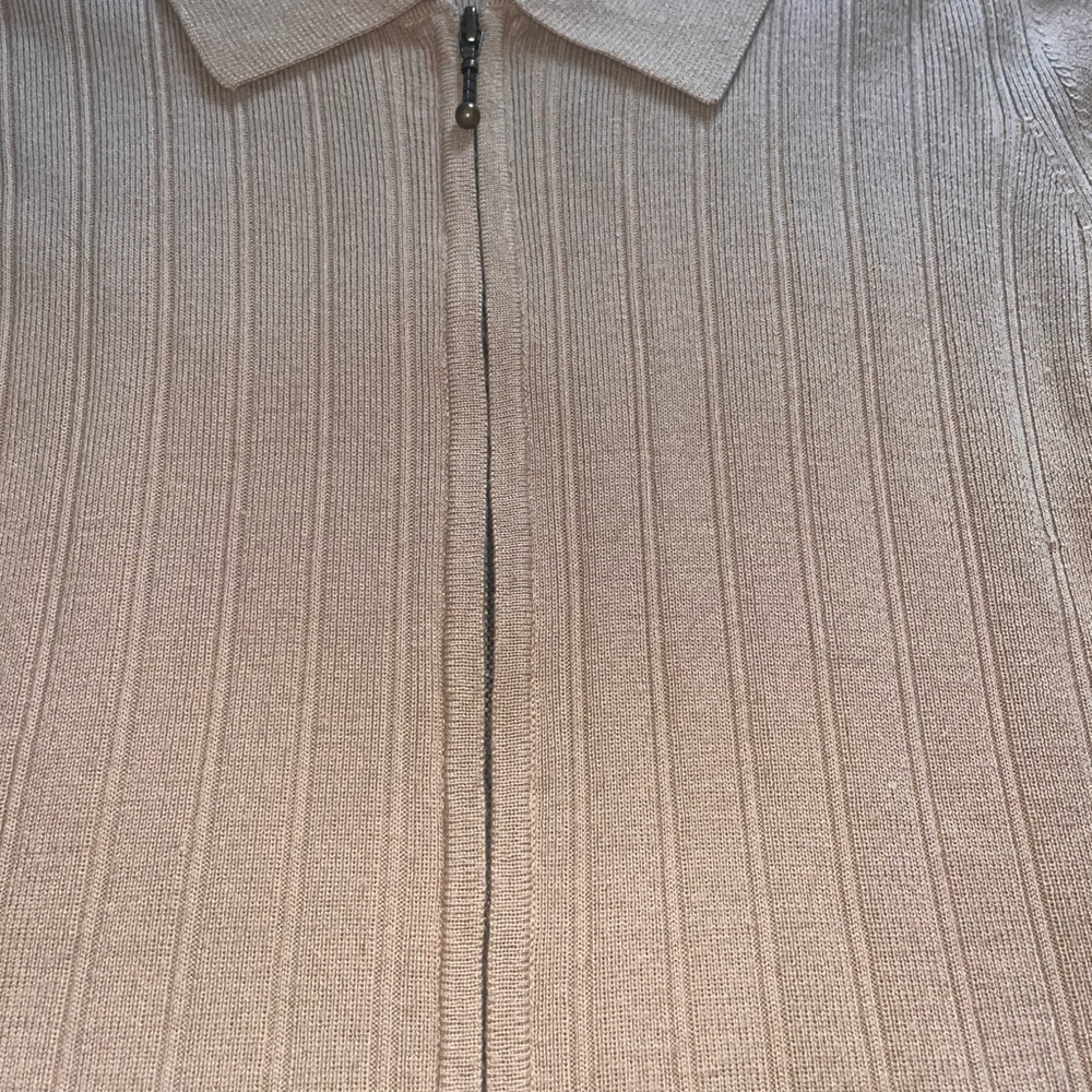 The Work Connection Tan Zip-Up lambswool Sweater women’s small - Picture 3 of 3